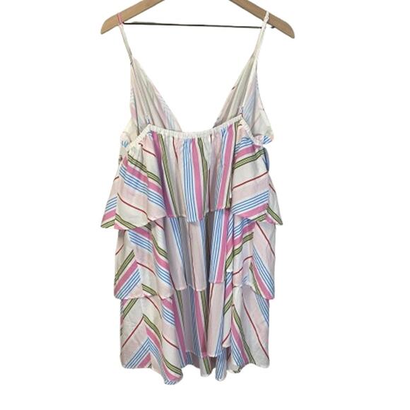 Hill House NWT The Gigi Dress Rainbow Stripe Ruffle Tiered Mini Dress Sz XXL - Picture 12 of 12